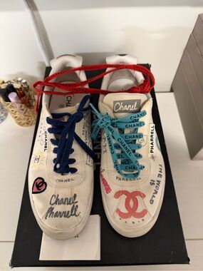 Chanel x Pharrell Williams Graffiti Canvas Sneakers – Rare Collab